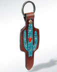 American Darling ADKR145 Hand Tooled Carved Genuine Leather Keyring