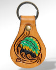American Darling ADKR148 Hand Tooled Carved Genuine Leather Keyring