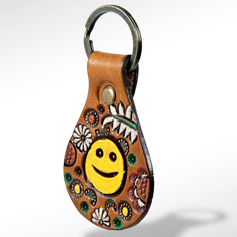 American Darling ADKR152 Hand Tooled Carved Genuine Leather Keyring
