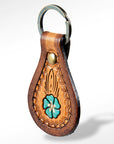 American Darling ADKR153 Hand Tooled Carved Genuine Leather Keyring