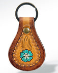 American Darling ADKR153 Hand Tooled Carved Genuine Leather Keyring