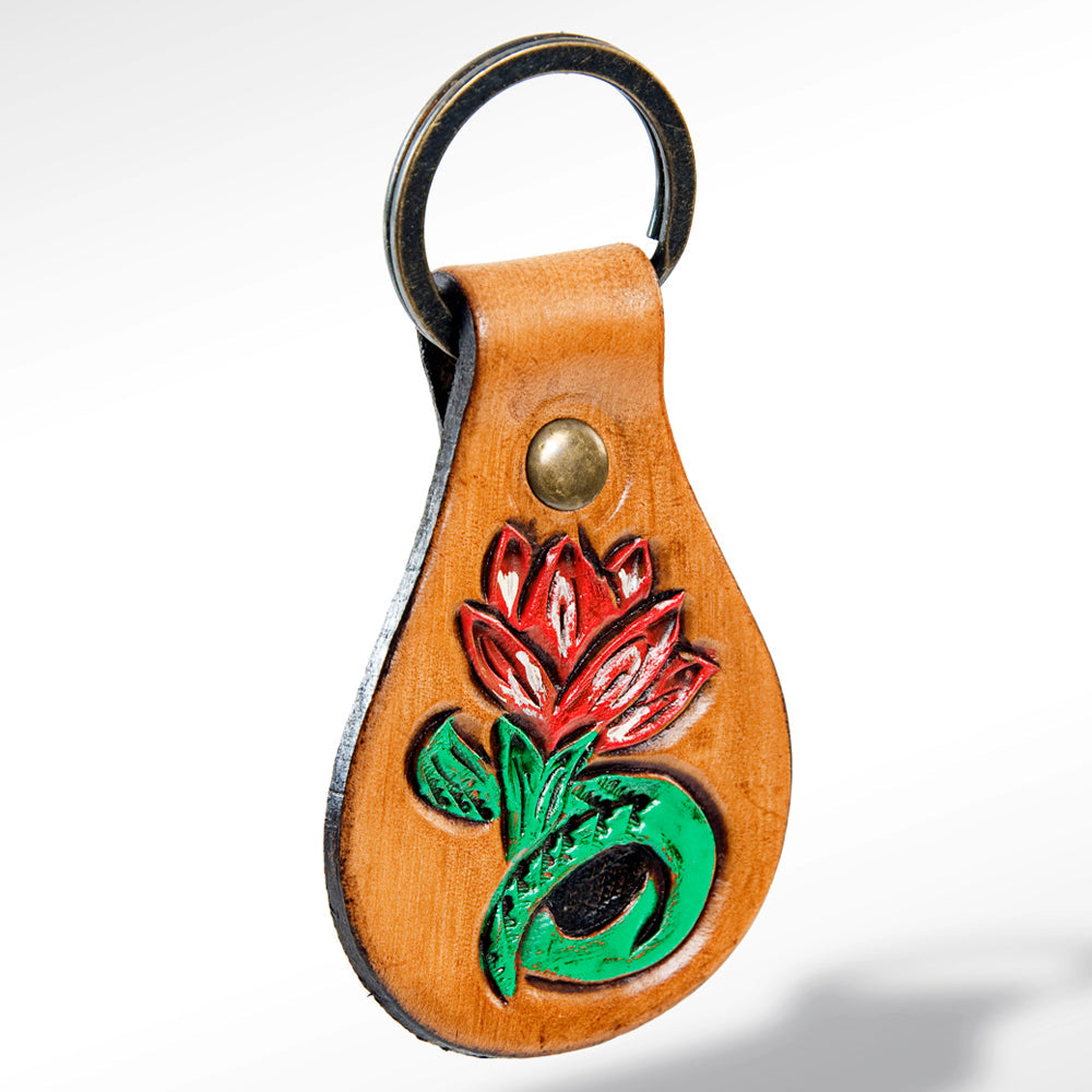American Darling ADKR154 Hand Tooled Carved Genuine Leather Keyring
