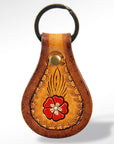 American Darling ADKR155 Hand Tooled Carved Genuine Leather Keyring