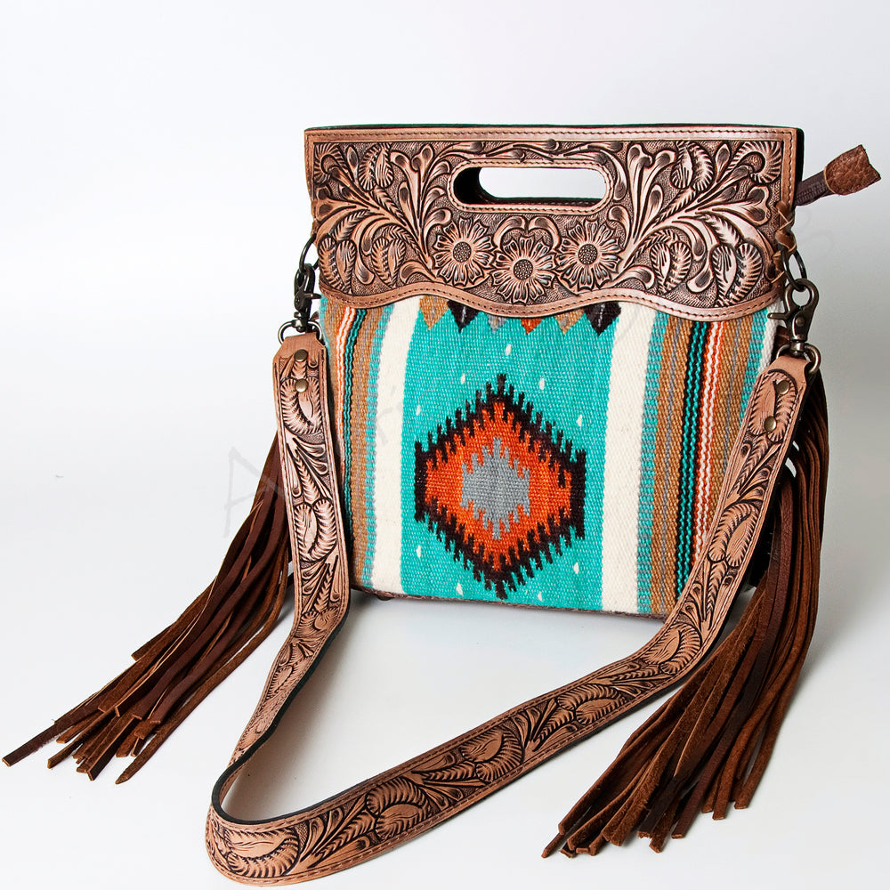 American Darling ADBG496A Clutch Hand Tooled Saddle Blanket Genuine Leather Women Bag Western Handbag Purse