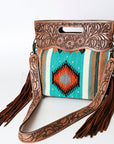 American Darling ADBG496A Clutch Hand Tooled Saddle Blanket Genuine Leather Women Bag Western Handbag Purse