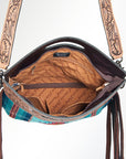 American Darling ADBG496A Clutch Hand Tooled Saddle Blanket Genuine Leather Women Bag Western Handbag Purse