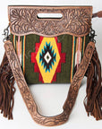 American Darling ADBG496A Clutch Hand Tooled Saddle Blanket Genuine Leather Women Bag Western Handbag Purse