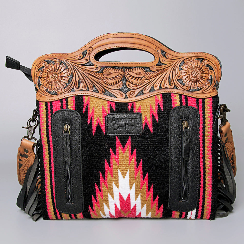 American Darling ADBGZ176 Clutch Hand Tooled Saddle Blanket Genuine Leather Women Bag Western Handbag Purse