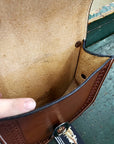 Leather Saddle Bag Purse with Detachable Strap