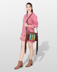 American Darling Cross Body Hand Tooled Saddle Blanket Genuine Leather Women Bag Western Handbag Purse
