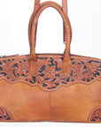 American Darling Duffel Hand Tooled Hair On Genuine Leather Women Bag Western Handbag Purse