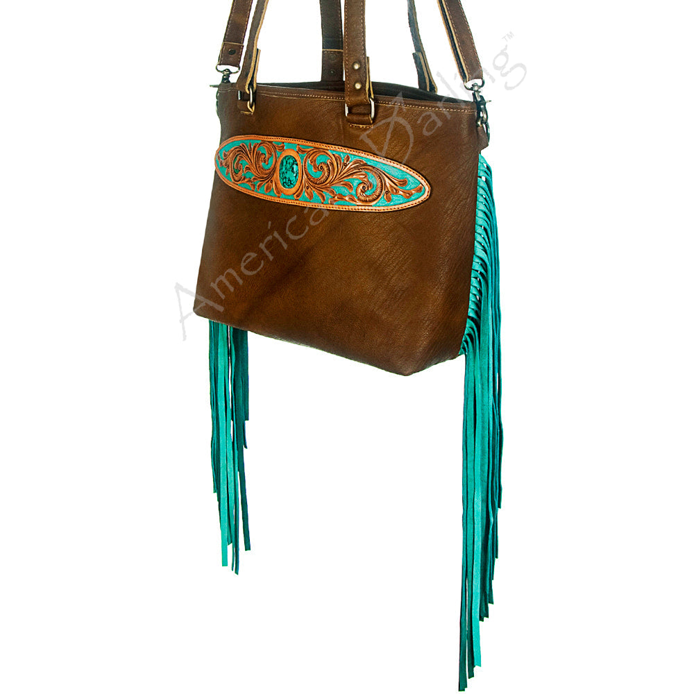 American Darling ADBGZ195 Tote Hand Tooled Genuine Leather Women Bag Western Handbag Purse