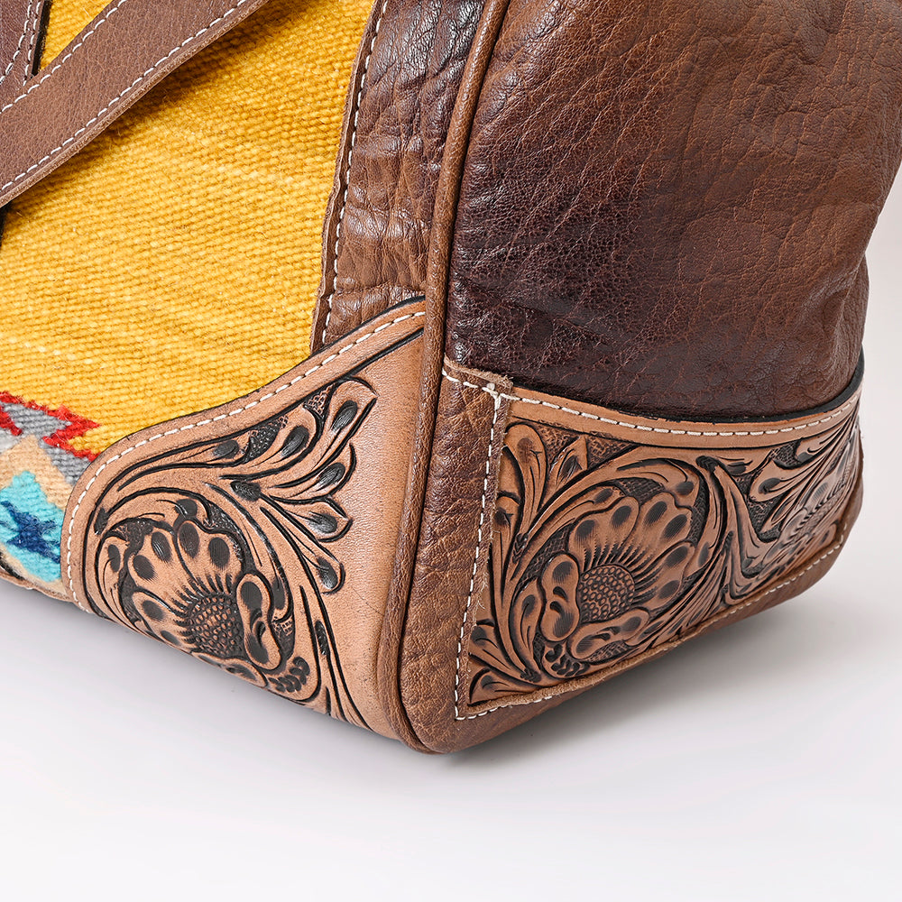 American Darling ADBG516 Duffel Hand Tooled Saddle Blanket Genuine Leather Women Bag Western Handbag Purse
