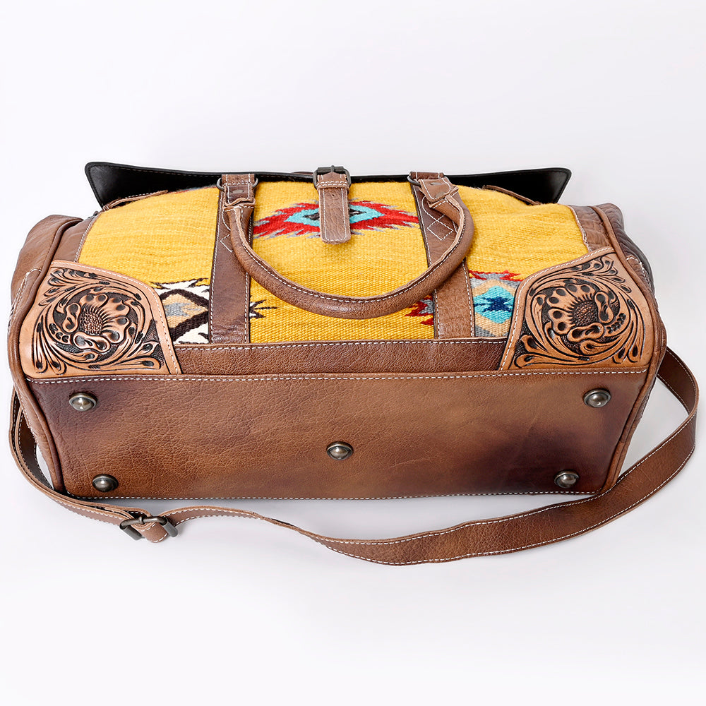 American Darling ADBG516 Duffel Hand Tooled Saddle Blanket Genuine Leather Women Bag Western Handbag Purse