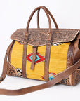 American Darling ADBG516 Duffel Hand Tooled Saddle Blanket Genuine Leather Women Bag Western Handbag Purse
