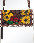 American Darling ADBG520 Organiser Hand Tooled Genuine Leather Women Bag Western Handbag Purse