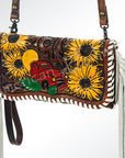 American Darling ADBG520 Organiser Hand Tooled Genuine Leather Women Bag Western Handbag Purse