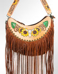 American Darling ADBG523TAN Hobo Hand Tooled Genuine Leather Women Bag Western Handbag Purse