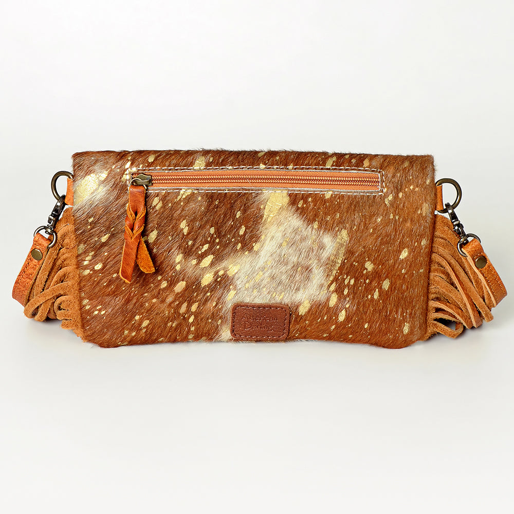 American Darling ADBG526ACGO Wallet Hand Tooled Hair-On Genuine Leather Women Bag Western Handbag Purse