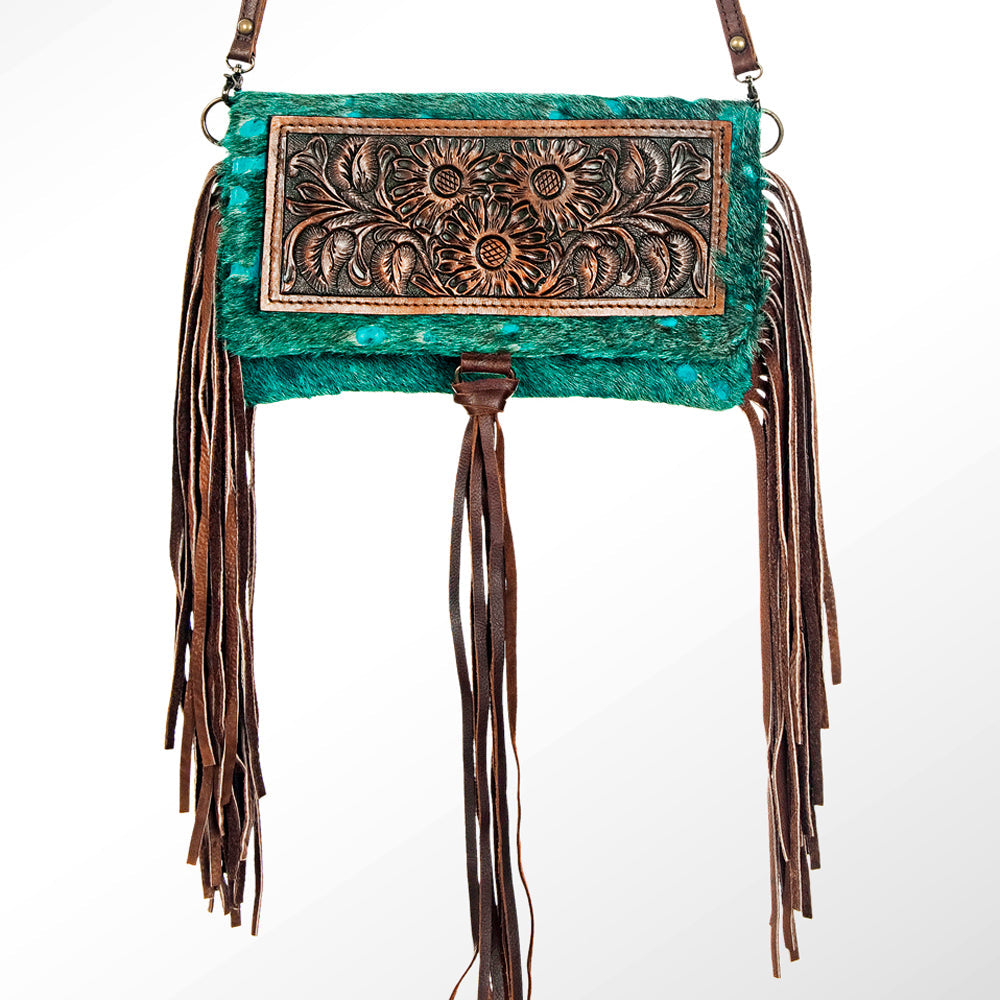 American Darling ADBG526ACGO Wallet Hand Tooled Hair-On Genuine Leather Women Bag Western Handbag Purse