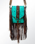 American Darling ADBG528TRQ2 Crossbody Hair-On Genuine Leather Women Bag Western Handbag Purse