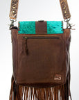 American Darling ADBG528TRQ2 Crossbody Hair-On Genuine Leather Women Bag Western Handbag Purse