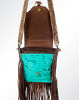 American Darling ADBG528TRQ2 Crossbody Hair-On Genuine Leather Women Bag Western Handbag Purse