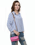 American Darling ADBG514BR Small Crossbody Hand Tooled Genuine Leather Women Bag Western Handbag Purse