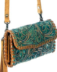 American Darling ADBG514BR Small Crossbody Hand Tooled Genuine Leather Women Bag Western Handbag Purse