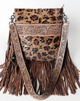 American Darling ADBGS192CHEGO Messenger Hand Tooled Hair On Genuine Leather Women Bag Western Handbag Purse