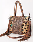 American Darling ADBG502ABRAH Tote Hand Tooled Hair-On Genuine Leather Women Bag Western Handbag Purse