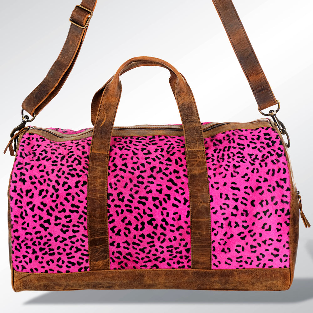 American Darling ADBGS174PKCHE Duffel Hair On Genuine Leather Women Bag Western Handbag Purse