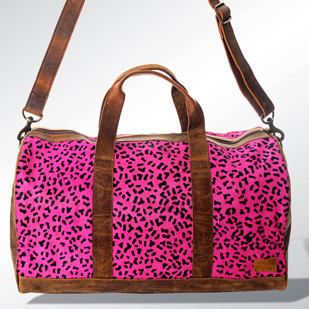 American Darling ADBGS174PKCHE Duffel Hair On Genuine Leather Women Bag Western Handbag Purse