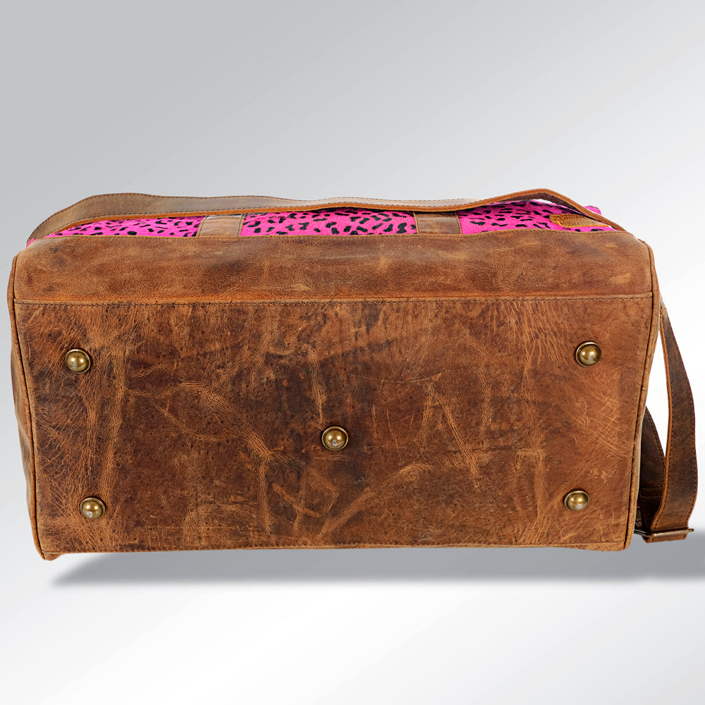 American Darling ADBGS174PKCHE Duffel Hair On Genuine Leather Women Bag Western Handbag Purse