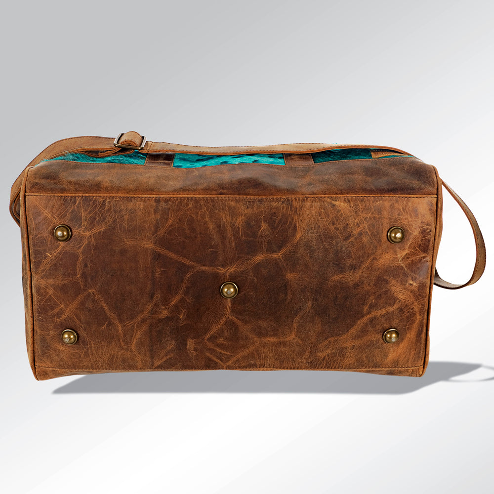 American Darling ADBGS174TRQ2 Duffel Hair On Genuine Leather Women Bag Western Handbag Purse