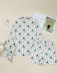 Christmas Trees & Bows Velvet Trim Pajama Set