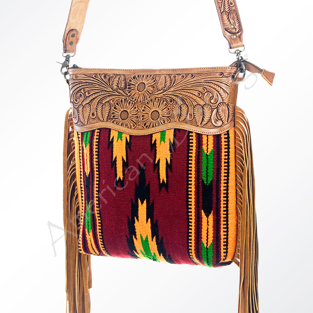 American Darling ADBGZ229 Signature Crossbody Hand Tooled Saddle Blanket Genuine Leather Women Bag Western Handbag Purse