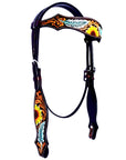 HILASON Western Horse Headstall American Leather Tan Sun flower