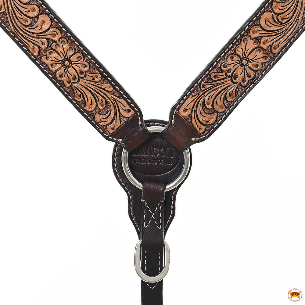 HILASON Western Horse Headstall Breast Collar Wither Strap Set American Leather Floral