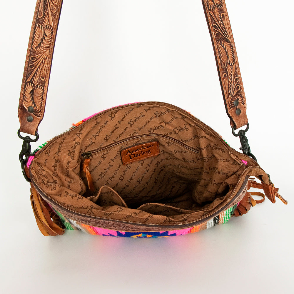 American Darling ADBGZ254 Signature Crossbody Hand Tooled Saddle Blanket Genuine Leather Women Bag Western Handbag Purse
