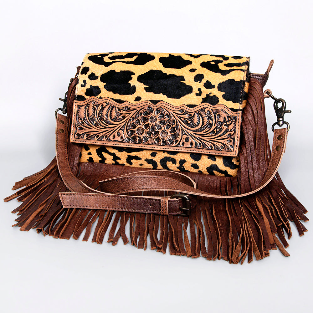 ADBG524JAU American Darling Hand Tooled Hair On Genuine Leather Women Bag Western Handbag Purse