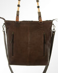American Darling ADBG540BRW Tote Hand Tooled Hair-On Genuine Leather Women Bag Western Handbag Purse