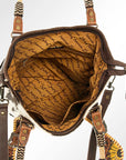 American Darling ADBG540BRW Tote Hand Tooled Hair-On Genuine Leather Women Bag Western Handbag Purse
