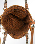 American Darling ADBG541TAW Tote Hand Tooled Hair-On Genuine Leather Women Bag Western Handbag Purse
