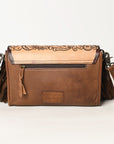 ADBG555BRWFRNG American Darling Hand Tooled Hair On Genuine Leather Women Bag Western Handbag Purse