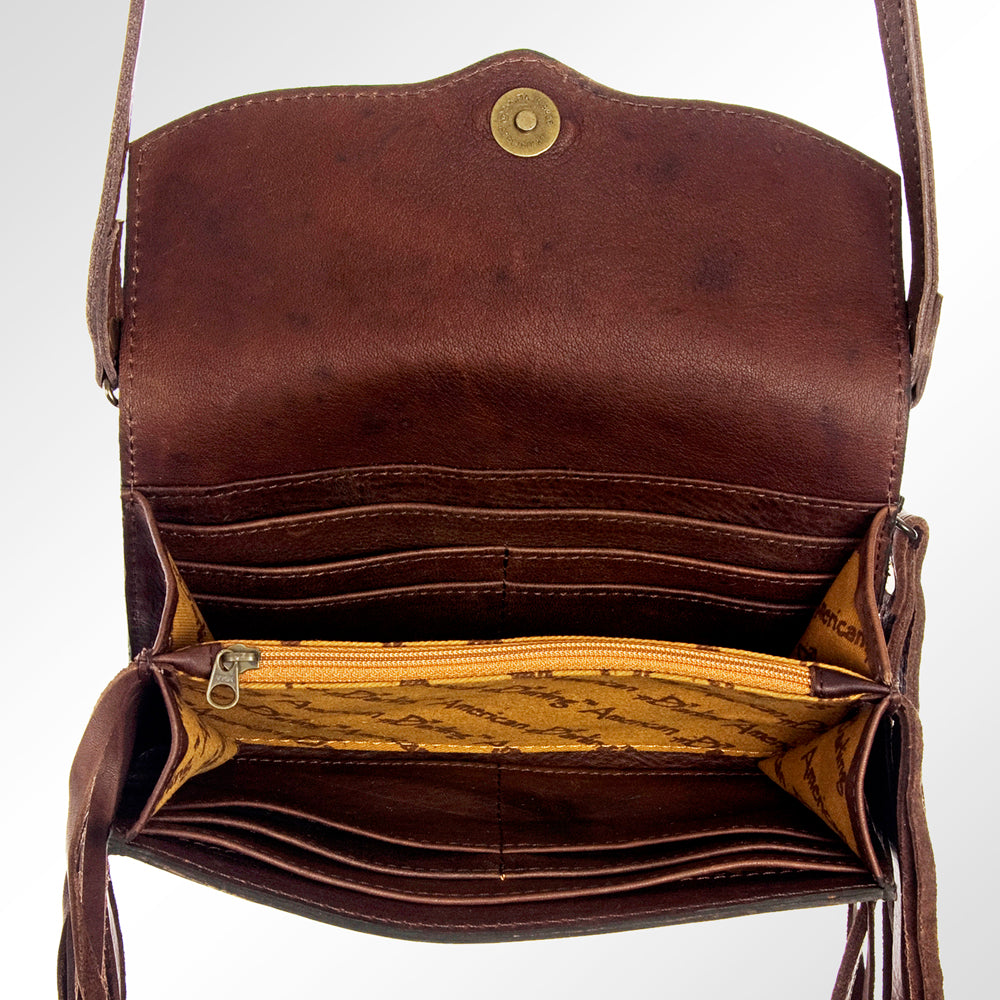 American Darling ADBG556AFRNG Wristlet Hand Tooled Genuine Leather Women Bag Western Handbag Purse
