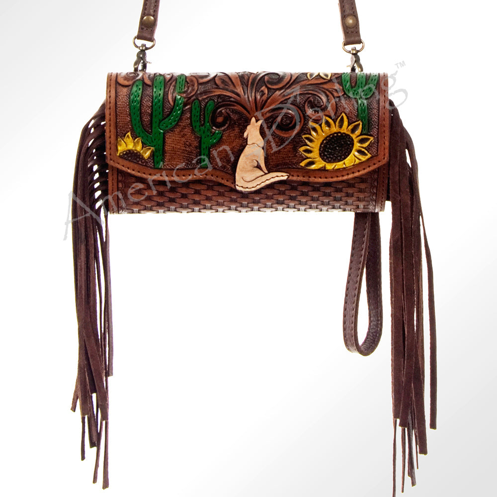American Darling ADBG556AFRNG Wristlet Hand Tooled Genuine Leather Women Bag Western Handbag Purse