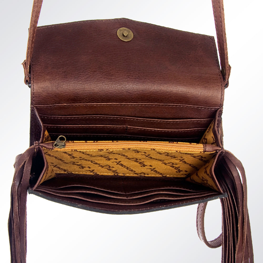 American Darling ADBG556BFRNG Wristlet Hand Tooled Genuine Leather Women Bag Western Handbag Purse