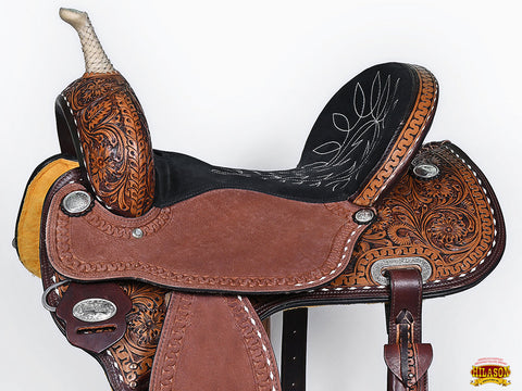 Hilason Western Horse Trail Barrel Racing American Leather Saddle Dark Brown