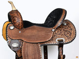 Hilason Western Horse Trail Barrel Racing American Leather Saddle Dark Brown